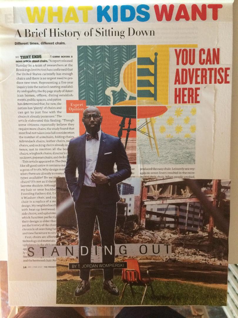 Scan of collage entitled History Of Sitting